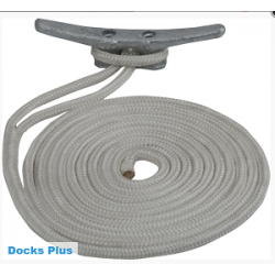 DOCK LINE - 3/8" x 20ft SOLID DOUBLE BRAID WHITE